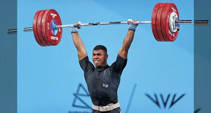 Taniela Rainibogi lifting at the Commonwealth Games on August 2, 2022 . Photo: FASANOC