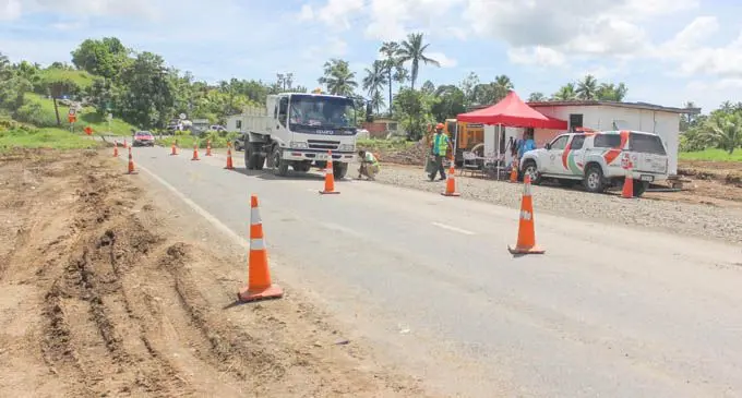 LTA enforcement officers using portable weighbridges ensure that the Bau Tikina Road is protected from overloaded vehicles..  Photo: Land Transport Authority