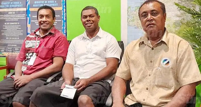 From left: Jemesa Delana ,Selenai Raumakita and Commissioner West Mesake Ledua after receiving the AstraZeneca COVID-19 vaccine on April 14, 2021. Photo: Salote Qalubau