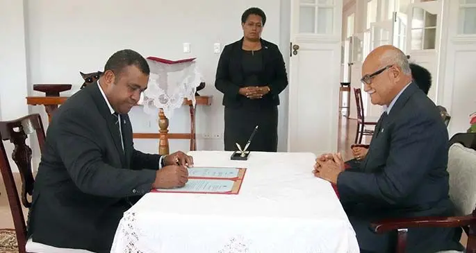 Commissioning of Fiji’s Ambassador to the United Arab Emirates (UAE), Mr. Naipote Tako Katonitabua at the State House.