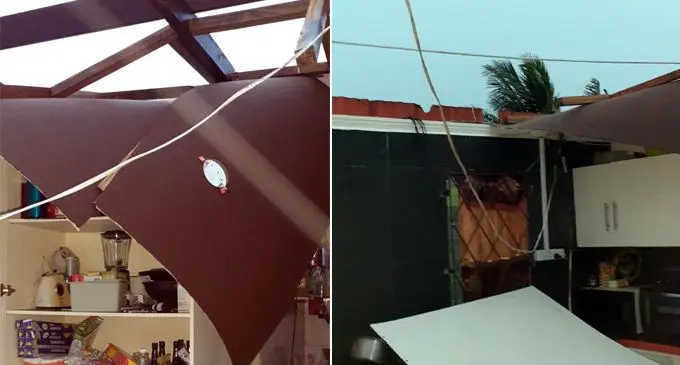 A kitchen in a home in Vusuya, Nausori without a roof. 