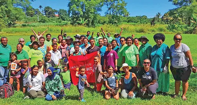 Members of the Lautoka and Nadi Rotaract Clubs , Ministry of Forestry with other participants of the tree planting project at the Transformation International (Fiji) branch in Navutu, Lautoka on April 23, 2022.