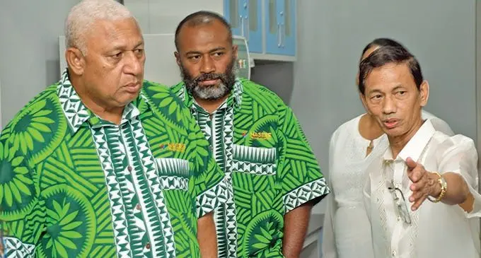 Prime Minister Voreqe Bainimarama and Minister for Health and Medical Services Dr Ifereimi Waqainabete tour the new Nasese Private Hospital with the Hospital’s medical director Dr Virgilio De Asa.  Photo: Ronald Kumar