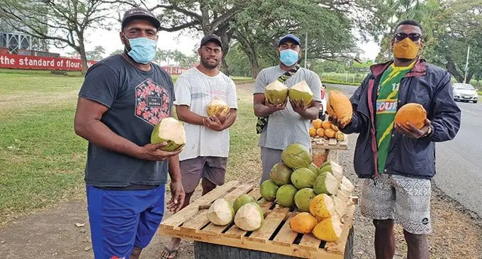 Navutu youths, from left: Anasa Masi, Irami Namataga, Jeke Daunivucu and Aisake Natago in Lautoka. Photo: Nicolette Chambers 