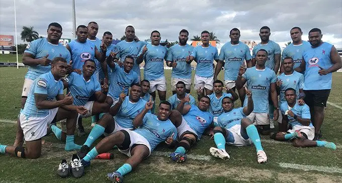 FMF Suva rugby team after their close win over Nadi at the HFC Bank Stadium, Suva, on July 29, 2023. Photo: Sereana Salalo