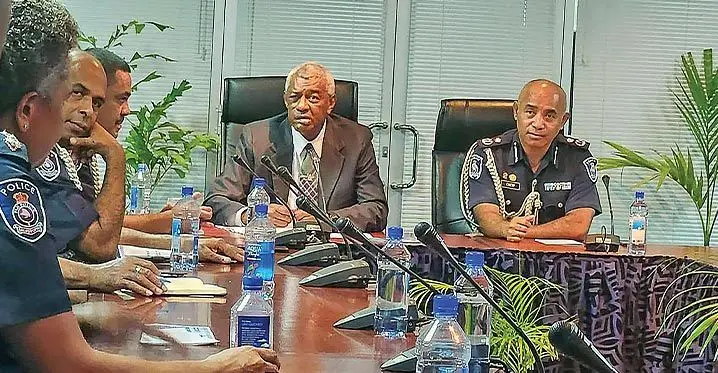 Minister for Home Affairs and Immigration, Pio Tikoduadua visited the Fiji Police Force headquarters in Nasinu on February 27, 2023. Photo: Fiji Police Force