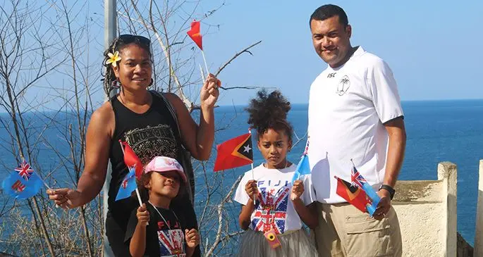 Merewalesi and Thomas Stevens with their two daughters Shekinah (left) and Terumah in Dili, Timor-Leste. Photo: Sheldon Chanel