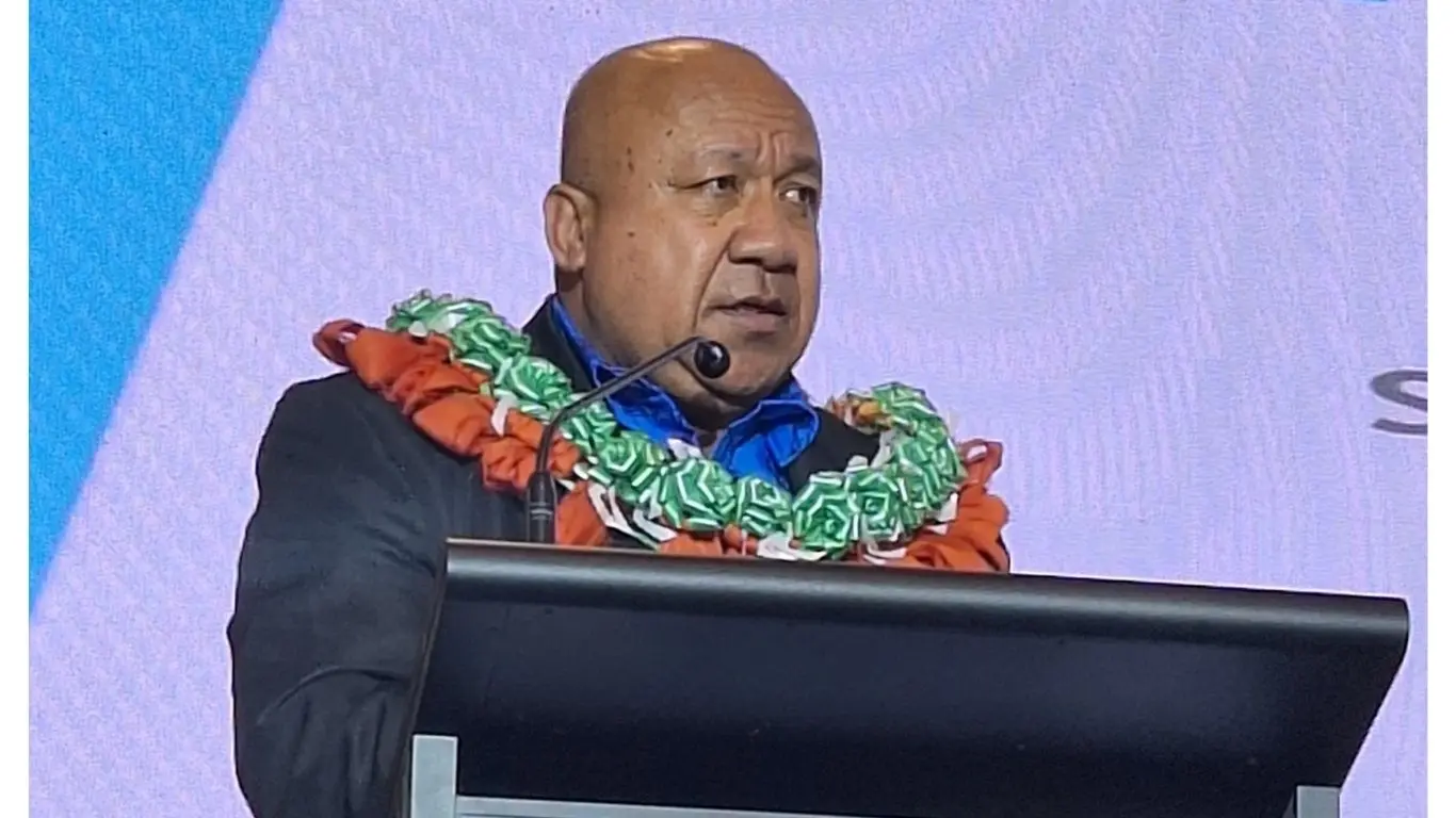 Fiji Police Force narcotics officer Inspector Usaia Donu addresses delegates at the Fiji Head Teachers Association's 43rd Annual Conference in Nadi on August 20, 2026.
