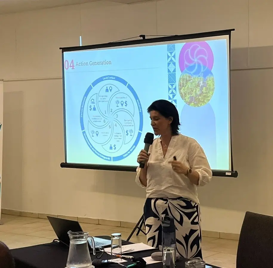 Technical Director-Circular Economy Tania Hyde during the Fiji Plastic Transition Action Plan Co-Design Workshop held at the Novotel Conference room in Lami, August 20.