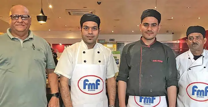 From left: Maya Dhaba owner Harminder Singh with chefs, Anad Singh, Rahul Chautten, and Ashok Kumar at the Maya Dhaba restaurant in Suva. Photo: Sosiveta Korobiau