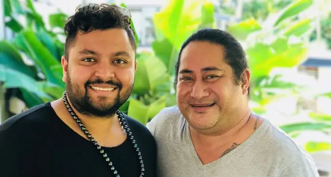 Chairperson Fashion Council of Fiji Faraz Ali with fashion designer Hupfeld Hoerder