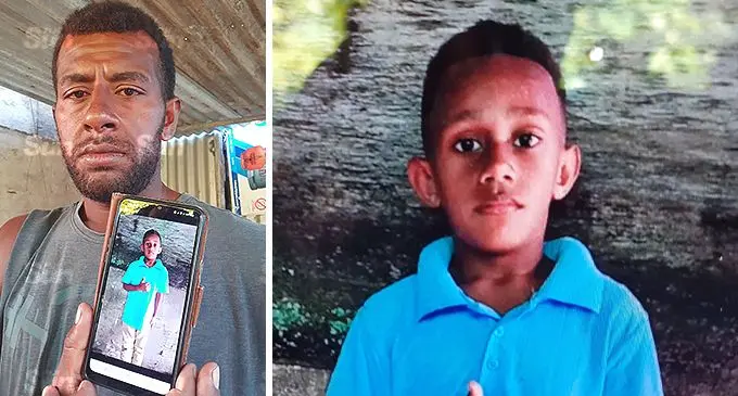 Tevita Lalanacolo shows the picture of his late seven-year-old nephew, Jone Tuirotuma at Vatuwaqa in Suva on November 17, 2021. Photo: Ronald Kumar. Right: Deceased...Jone Tuirotuma.
