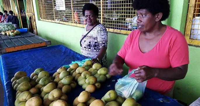 Losana Qereitoga (right) and Sereana Likurua at the Suva  Market on October 8, 2019. Photo: Inoke Rabonu