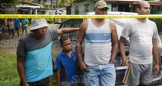 The confined Nabua Muslim Leaque residents, Kalaiviti Yabaki (from left),Josaia Dalivalu, Waisea Ratuleka and Niten Lal. Photo: Ronald Kumar