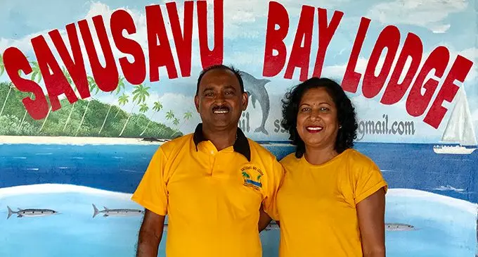 Suresh Narayan with his wife Tarun Narayan at Savusavu Bay Lodge in Savusavu on December 17, 2021. Photo: Shratika Naidu