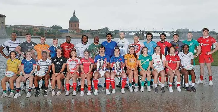 Captains of the participating men's and women's teams at Port de la Daurade on the bank of the Garonne River on May 10, 2023. Photo: World Rugby