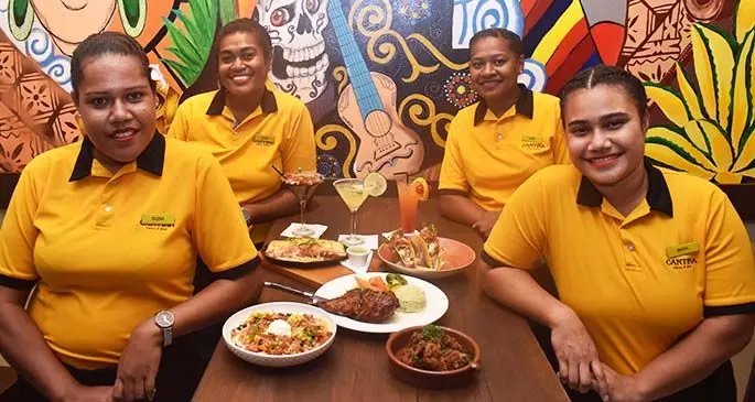 Some staff members of Cantina, with an array of Mexican dishes and cocktails, served at the Port Denarau eatery, in Nadi.