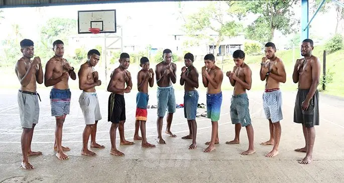 Jittu Boxing Stable amateur boxers (left-right) Joseva Colala, Viliame Veiqaravi, Esala Bose, Vilive Naiova, Osea Nawaqa, Viliame Qaqa, Asesela Bolei, Quinton Racolo, Ilisoni Jese, Jim Brown, Sekaia Qounadovu at Raiwaqa Basektball Court in Suva on July 19, 2020. Photo: Simione Haravanua