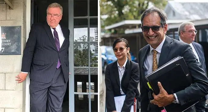 From Left: Kings Counsel Martin Daubney outside the High Court in Suva on October 3, 2022 and Richard Naidu outside the High Court in Suva on October 3, 2022. Photo: Leon Lord