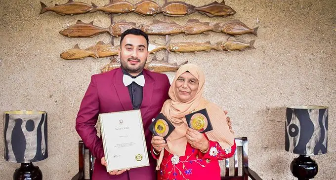 Mohseen Daniyal Haider Khan with his mother Ms Saraga Begum.