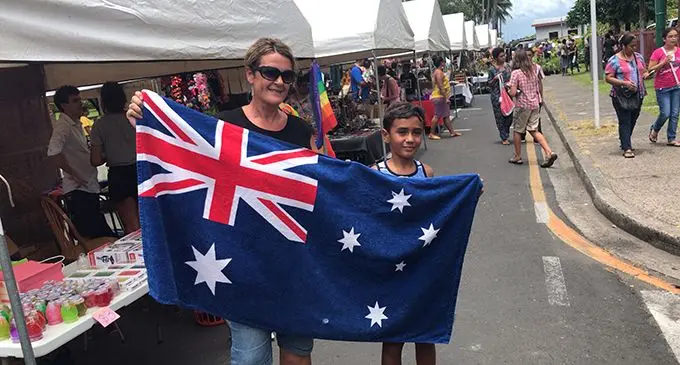 ROC market co-ordinator Ellana Kalounisiga and son Elijah Kalounisiga at the ROC market in Suva on January 26, 2020. Photo: Inoke Rabonu