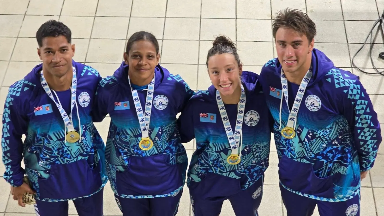Winning team swimming