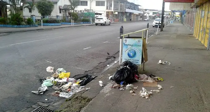 Rubbish littered around Nausori Town.