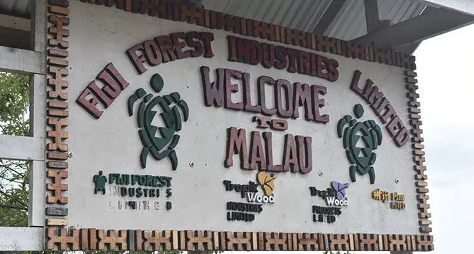 The Fiji Forest Industries Limited sign board in Malau, Labasa.  