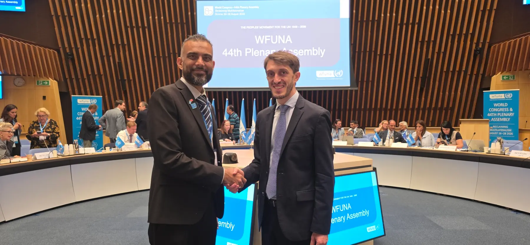 Mr. Akmal Ali, President and Founder of UNA Fiji with Mr. Aziel Goulandris, Secretary General of the World Federation of United Nations Associations ( WFUNA) on August 28, 2026 (Fiji Time)