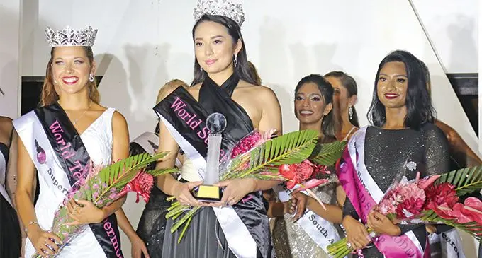 The 11th World Supermodel Production winner (in the center) Miss Japan Yuiko Taguchi at The Pearl Resort in Pacific Harbour on April 6, 2019. Photo: Wati Talebula