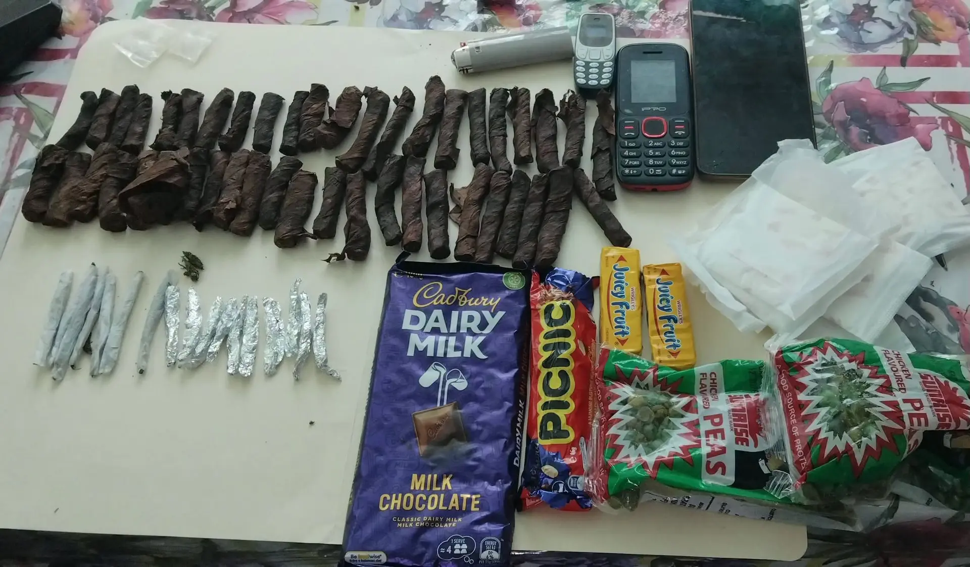 Some of the items the Fiji Corrections Service officers seized today after a package was thrown into the Suva Corrections Centre at Walu Bay.