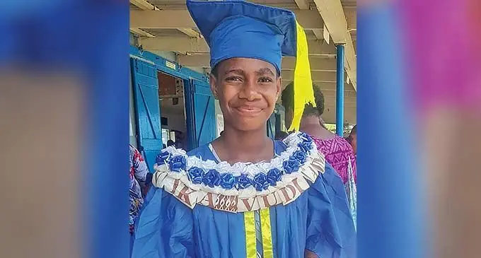 Vika Naivolasiga after the graduation ceremony.