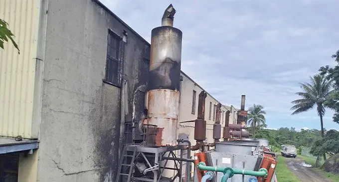 The fire scene at the Energy Fiji Limited Labasa Power Station in Cawaira on February 26, 2024. Photo: Jone Salusalu
