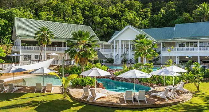 Pictured left: The Malolo Resort Fiji post re-opening in 2013 after a brief closure following sustaining damaged from Cyclone Evan.
