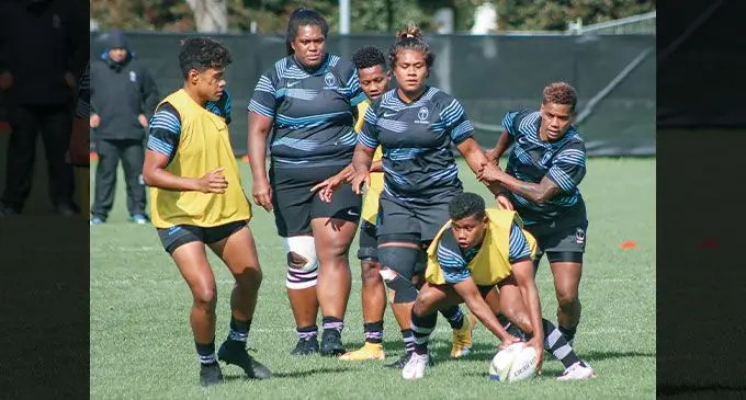 Rooster Chicken Fijiana 15s winger Vitalina Naikore (with ball) during the team’s training session at Grammar Tec Rugby Football Club ground on September 27, 2022. Photo: FRU Media