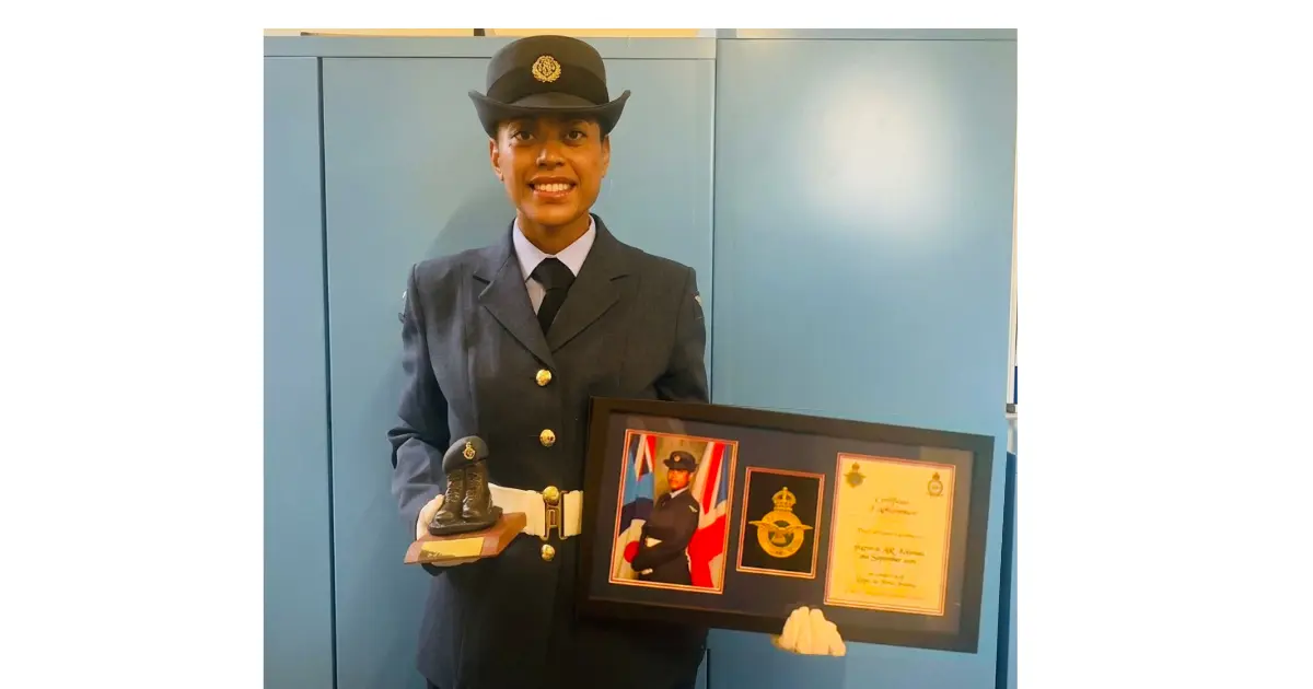  Ledua Sotia Kolinisau with her certificate after her passout parade at RAF Halton in Buckinghamshire, England on September 2, 2026.