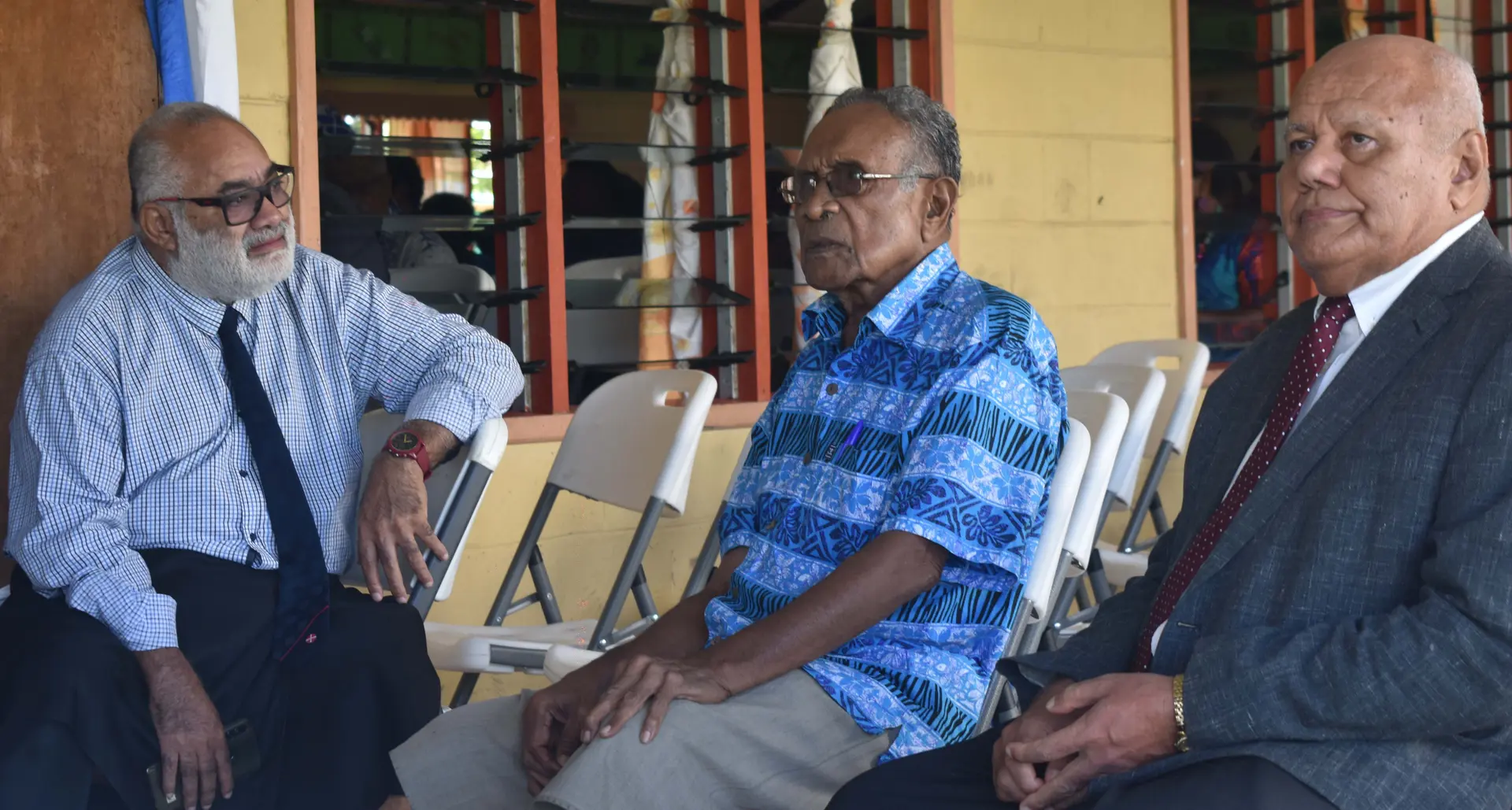 From left: SODELPA president Ratu Epenisa Cakobau (left), with party leader Viliame Gavoka (right), and party supporter during the annual general meeting in Sila Village, Nadroga on June 25, 2022. Photo: Waisea Nasokia