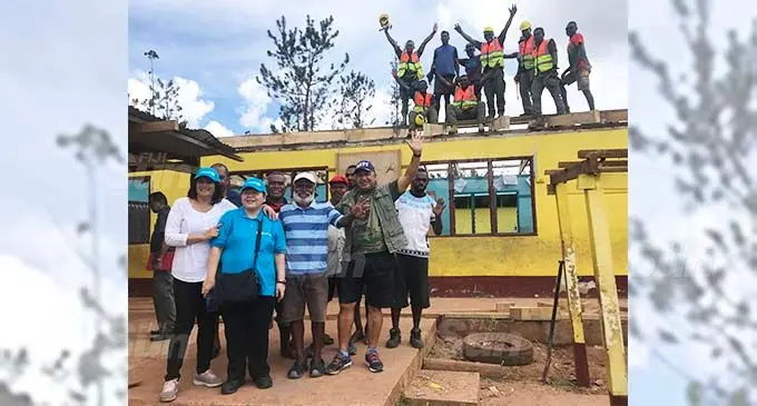 Prime Minister Voreqe Bainimarama with Minister for Education Rosy Akbar, members of the school committee and Republic of Fiji Military Forces personnel at Coboi Sanatan Dharm Kalika Memorial School in Bua on January 13, 2021. Photo: Shratika Naidu