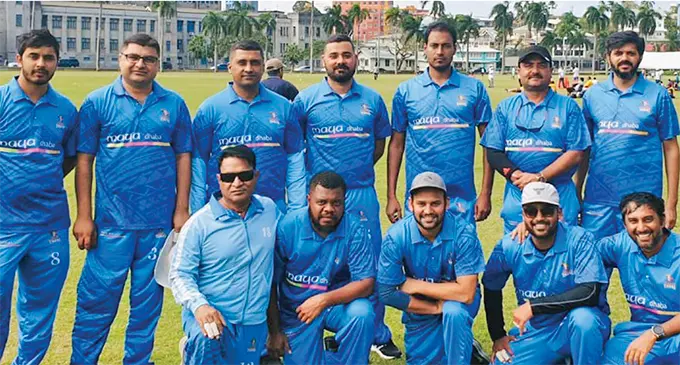 Punjab Tigers cricket team, standing from left: Fahad, Shoaib Khan, Vikal Prakash, Subhash Kumar Banoshali (captain), Sohail Zafar, Sami ullah Khan, Mudassir Latiff. Front: Sanjay Kumar, Roger Rakua, Invenio Manas, Chetaniya, Deepak Sawant at Albert Park, Suva, on September 12, 2020. Photo: Punjabi Tigers