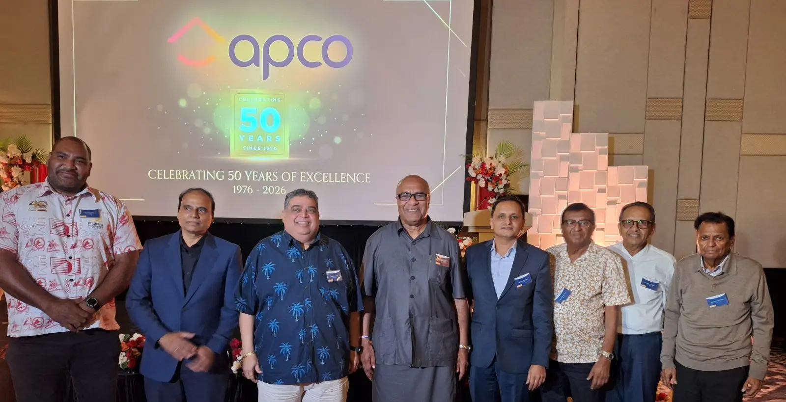 Minister for Industry, Commerce and Business Development Manoa Kamikamica (fourth from left), with APOC Coatings (Fiji) Pte Limited board of directors. 