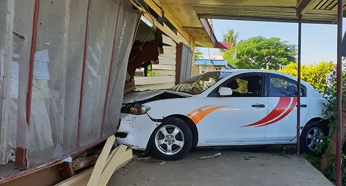 The vehicle that plunged into a four-bedroom home at Field 40 in Lautoka.