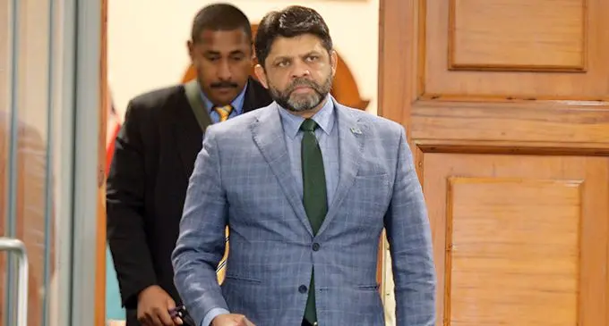 Attorney General Aiyaz Sayed-Khaiyum outside Parliament on May 28, 2020. Photo: Ronald Kumar