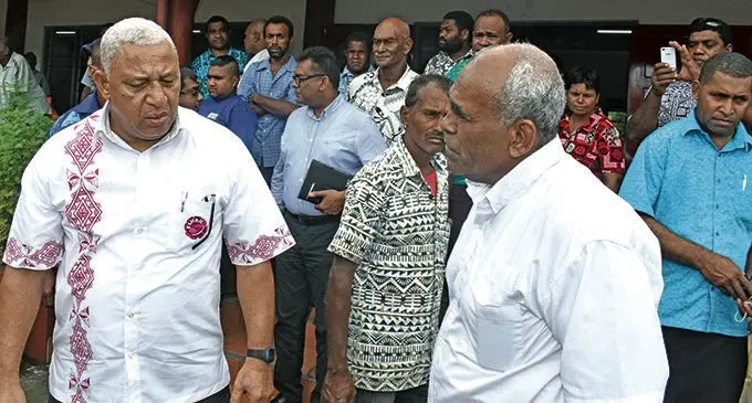 Prime Minister Voreqe Bainimarama with a resident during the consultation at the Sai Centre in Sigatoka on February 14, 2018. Photo: Waisea Nasokia
