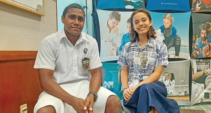 Steven Gauna of Marist Brothers High School and Hayli Lucas of Suva Christian Community High School, selected for the Space Camp tour next year.  Photo: Shreeya Verma
