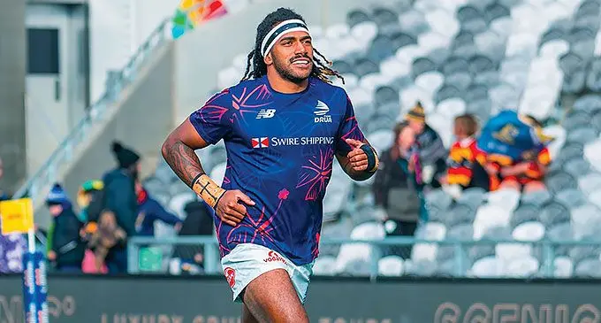 Swire Shipping Fijian Drua winger Selestino Ravutaumada during their warm up before facing Highlanders in Dunedin on May 26, 2024. Photo: Fijian Drua