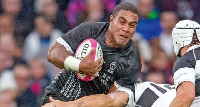 Man of the match Johnny Dyer leads an attack for the Fiji Airways Flying Fijians at  Twickenham in London, Dyer score two tries that saw the Flying Fijians claim a 33-31 victory against the Barbarians after 49 years. Photo: Ian Muir