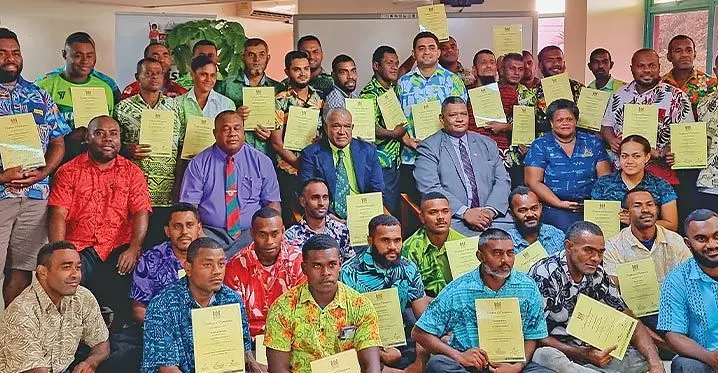 Third row sitting (third from left) Minister for Fisheries and Forestry, Kalaveti Ravu, at the graduation ceremony in Labasa last week. Photo: Sampras Anand