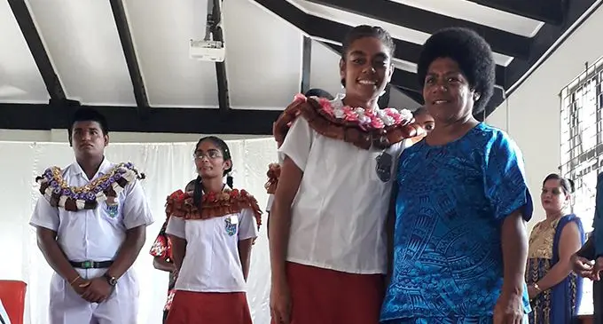 AD Patel College head girl Mere Rebecca Adireki (thrid from left) in Ba on February 14, 2019.