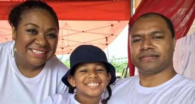 Manuha’apai Jioji Qaqaturaga (left) with her daughter Elizabeth Qaqaturaga and husband Ratu Ananaisa Qaqaturaga.  