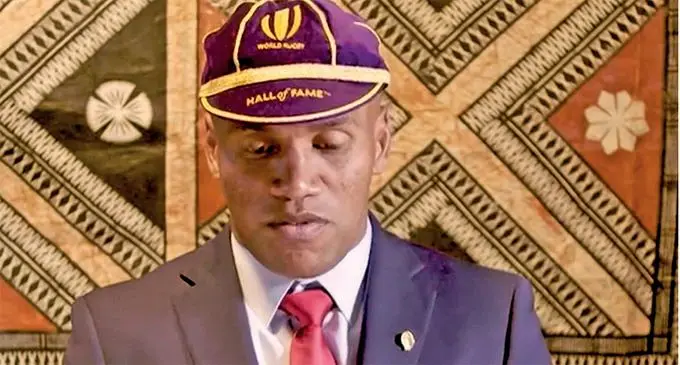 World Rugby Hall of Fame inductee Osea Kolinisau during an interview